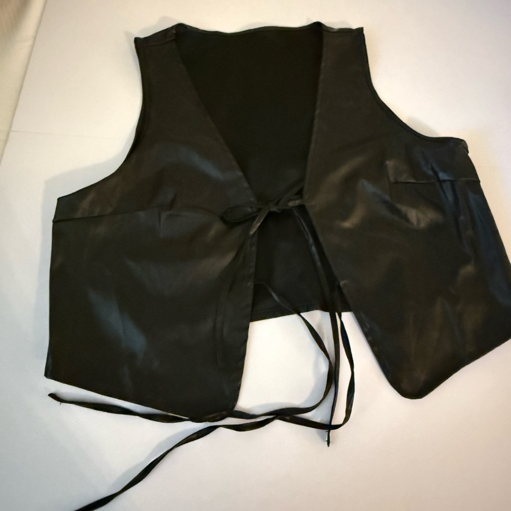 Black Faux Leather Vest
